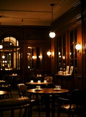 Warm and retro indoor coffee shop scene