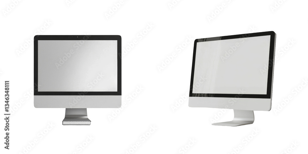 Poster A blank computer display isolated on a transparent background was generated using Generative Ai technology