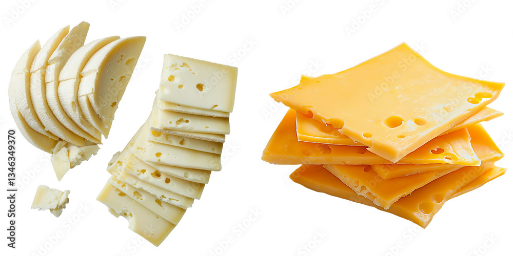 Aufkleber An image of isolated sliced cheese on a transparent background was generated using Ai