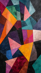 Fototapeta premium Colorful Abstract Geometric Painting with Textured Brushstrokes 