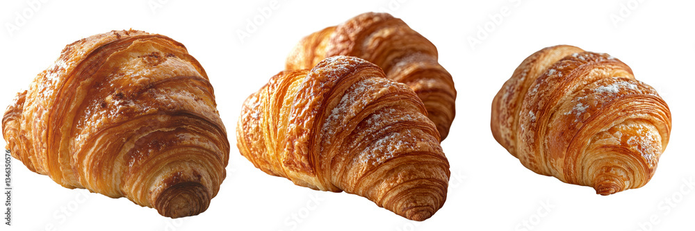 Aufkleber isolated on a transparent background is a delectable fresh croissant, made possible by generative ai