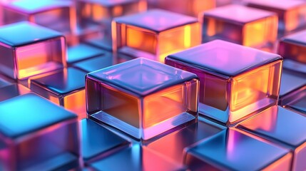 Abstract glowing cubes