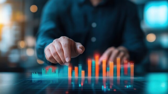 Analyzing business trends using data visualization techniques in a modern office environment