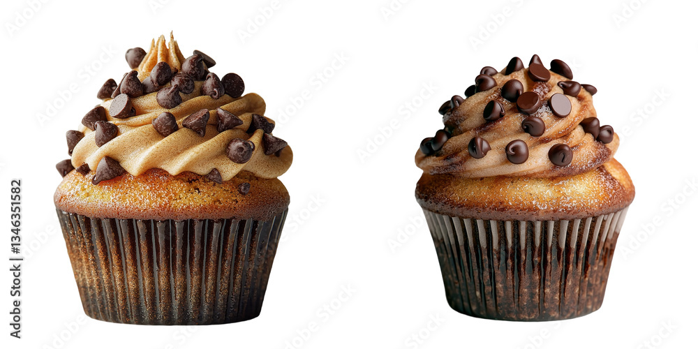 Poster Generative Ai has created an image of a chocolate muffin cake standing alone on a transparent background