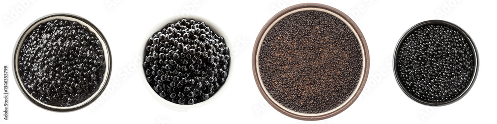Poster Generative Ai has created an image of black caviar that is isolated on a transparent background