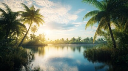 Obraz premium Generic Tropical Landscape Scene Resolution Peaceful