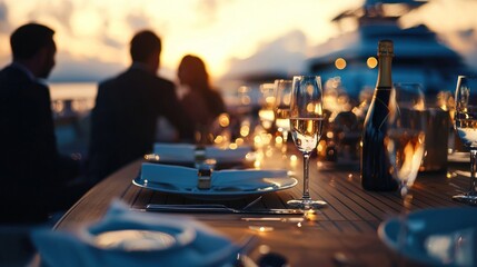 Luxury Yacht Sunset Dinner Party