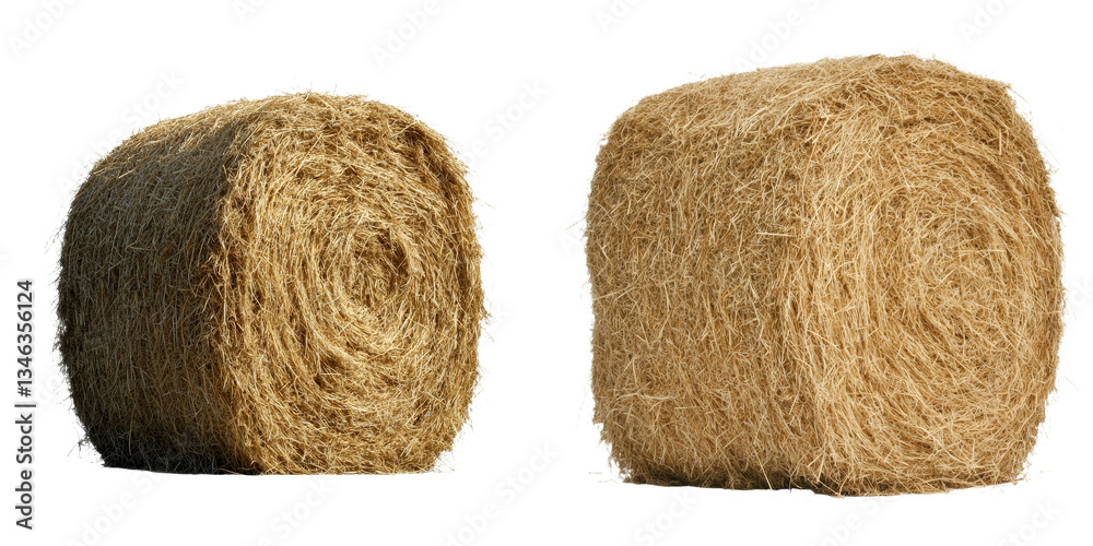 Poster An image of straw bales isolated on a transparent background is generated using Ai technology