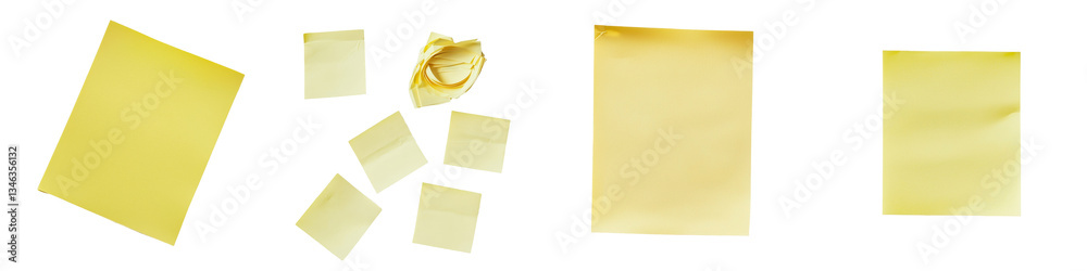 Poster Isolated on a transparent background is a yellow blank adhesive note, an image generated by Generative Ai