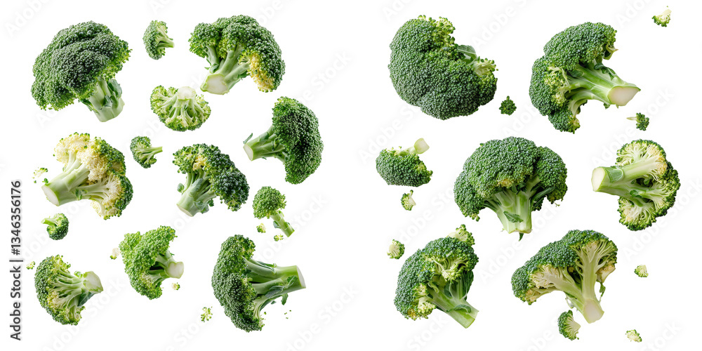 Aufkleber on a transparent background, an image of isolated broccoli has been generated using ai