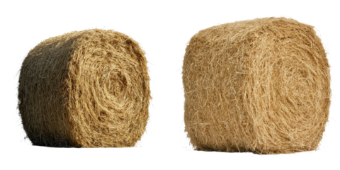 An image of straw bales isolated on a transparent background is generated using Ai technology