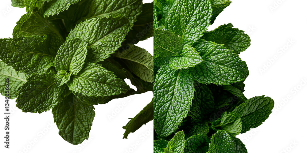 Poster A transparent background is used to isolate mint leaves in this image generated by Generative Ai