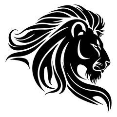 Lion head silhouette vector art Illustration