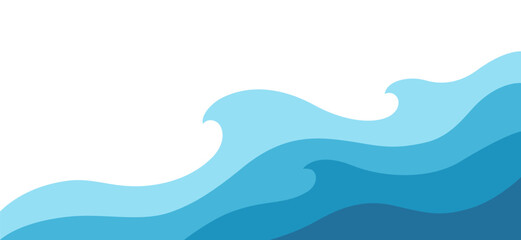 Abstract blue waves illustration on white background. Vector pattern. Art line ornament. Water Wave Logo abstract design.