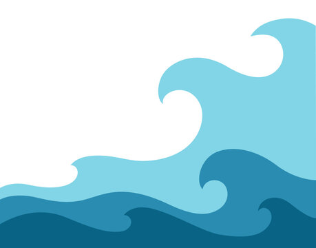 Abstract blue illustration on white background. Vector pattern. Art line ornament. Water Wave Logo abstract design.