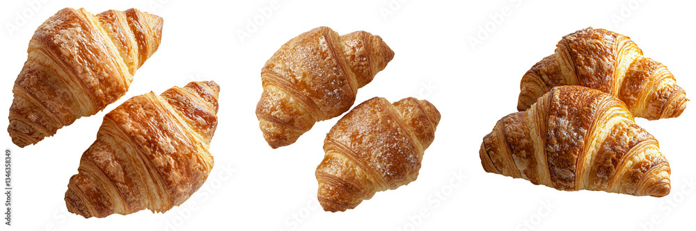 Poster The image of croissant bread on a transparent background was generated using advanced Generative Ai technology