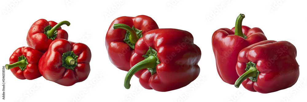Poster on a transparent background, a single red sweet pepper is prominently displayed, courtesy of generat