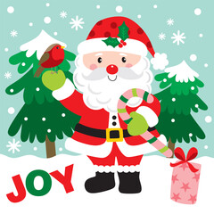 Cute Santa Claus For Christmas Card or Bag design