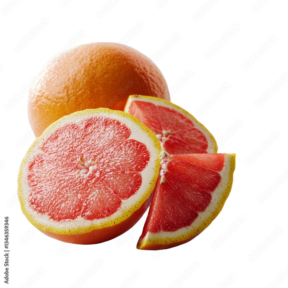 Poster Isolated grapefruit on a transparent background made possible by Generative Ai