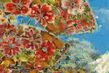 Various oil paintings, flowers, swans, chrysanthemums, paisley roses, peonies, and beautiful flowers