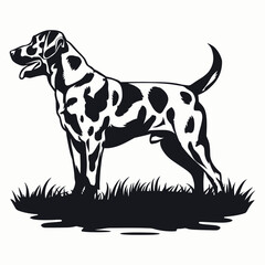 Dog on grass silhouette vector