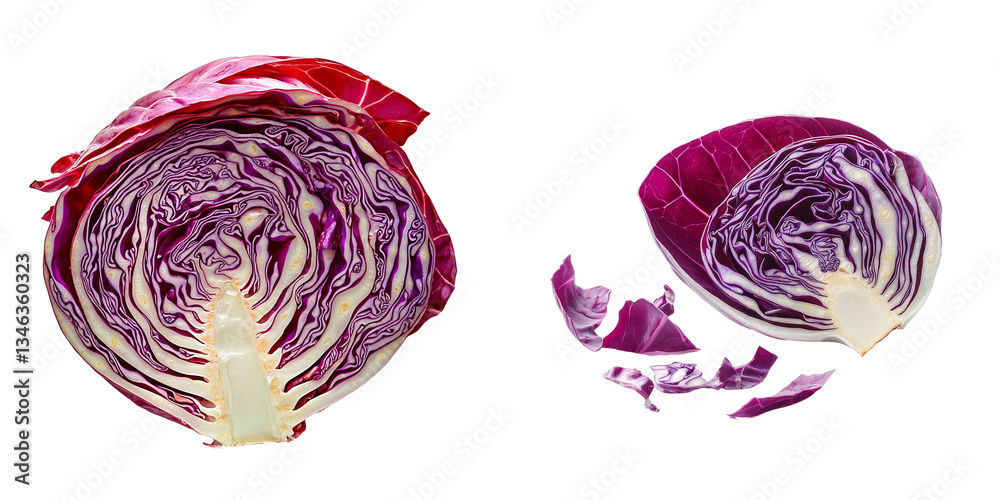 Aufkleber Generative Ai has created an image of an isolated red cabbage slice, categorized as a vegetable, positioned on a transparent background