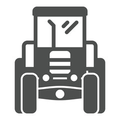 Tractor solid icon, agriculture concept. Vector graphics. Digging, field plowing heavy vehicle sign on white background, glyph style icon for mobile or web design.