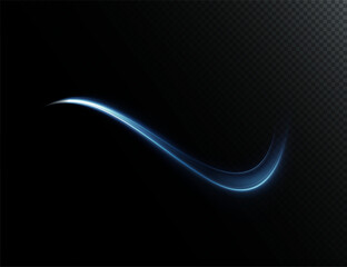 Futuristic wavy neon trail with blurred motion lines and glowing energy effects. Abstract highway light stripes in red and blue, perfect for speed, technology, or modern vector design backgrounds