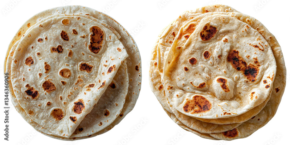 Poster An image of tortilla wrap bread isolated on a transparent background was generated by Ai