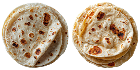 An image of tortilla wrap bread isolated on a transparent background was generated by Ai