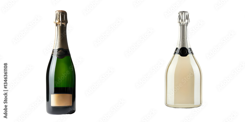 Poster An image of a champagne bottle isolated on a transparent background was made using Generative Ai