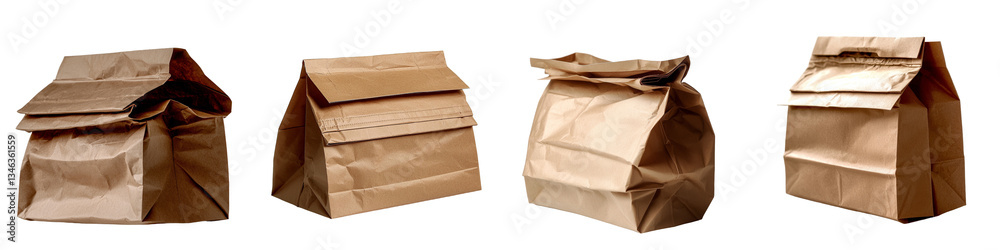 Poster The image of a brown paper bag, isolated and on a transparent background, was generated using Ai