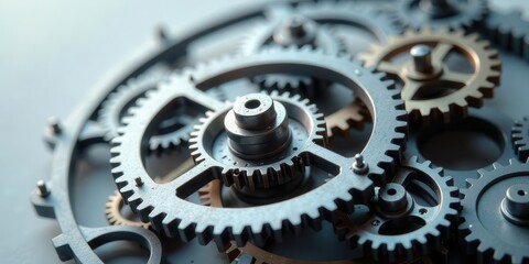 Intricate Metal Gear System Precisely Crafted Interlocking Components Demonstrating Complex Mechanical Engineering