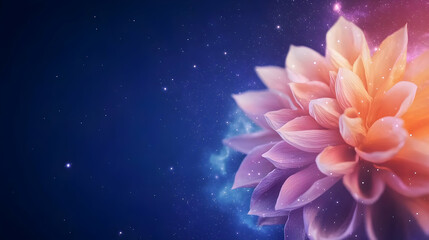 Closeup Of A Purple And Orange Flower With Galaxy Background And Glowing Star Details