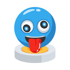 Well crafted 3d style icon depicting funny emoji with tongue out
