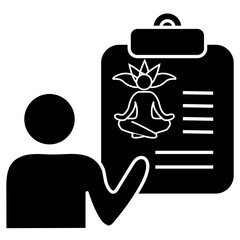 Person with Yoga and Meditation Plan on Clipboard Icon for Holistic Wellness, Mindfulness Practice, Mental Care Routine with Transparent Background
