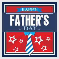 Happy father's day with lettering, necktie and stars