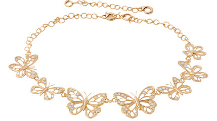 Illustration of Golden Butterfly Necklace Jewelry Fashion Accessory With Transparent Background Elegant Style and Luxurious Details