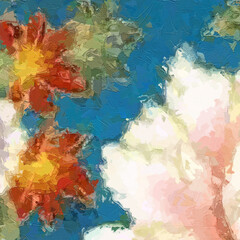 Various oil paintings of flowers, roses, peonies, chrysanthemums, birds, landscapes, and beautiful fish