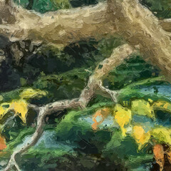 Various oil paintings of flowers, roses, peonies, chrysanthemums, birds, landscapes, and beautiful fish