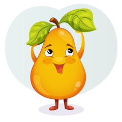 Cartoon pear character in a fun style