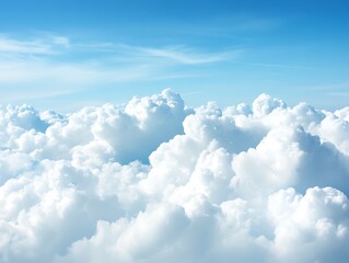 Naklejka premium Beautiful cumulus clouds and a clear bright blue sky