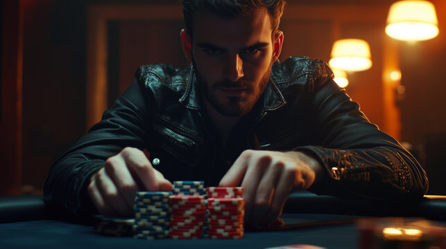High-stakes poker game in a luxurious casino with elegant players, chips, and dramatic lighting. Semi-realistic scene emphasizing tension, wealth, and elite gaming atmosphere.
