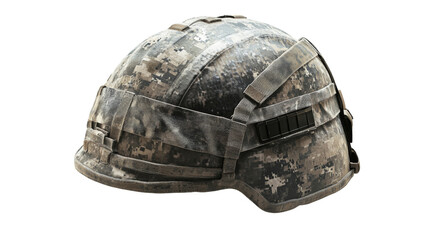 Modern military helmet isolated on transparent background, side view