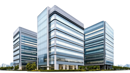 Modern office buildings rising with transparent background