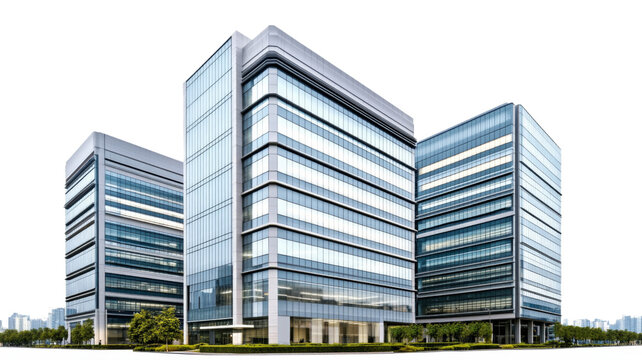 Modern office buildings rising with transparent background