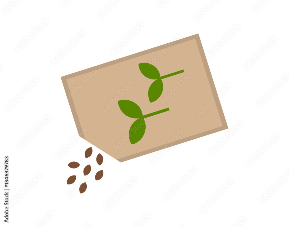 Canvas Prints planting seeds from packet. spring sowing seeds in the garden. gardening design element. vector illu