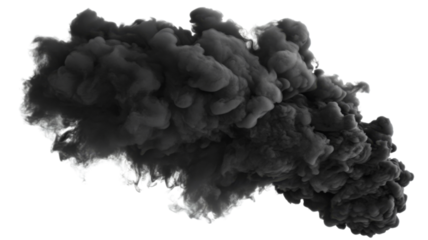 Black smoke cloud forming on transparent background