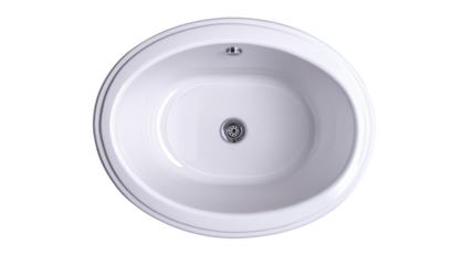 Modern oval white ceramic sink with transparent background
