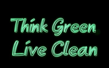 Think Green Live Clean Eco Friendly Lifestyle Design Graphic Art Text Font Hope Neon Earth